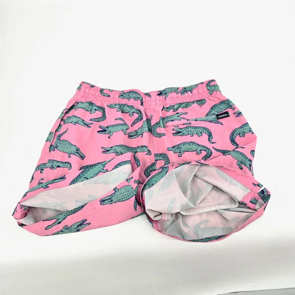 Chubbies The Glades Pink Alligator Stretch Swim Trunks Liner Shorts Small 5.5